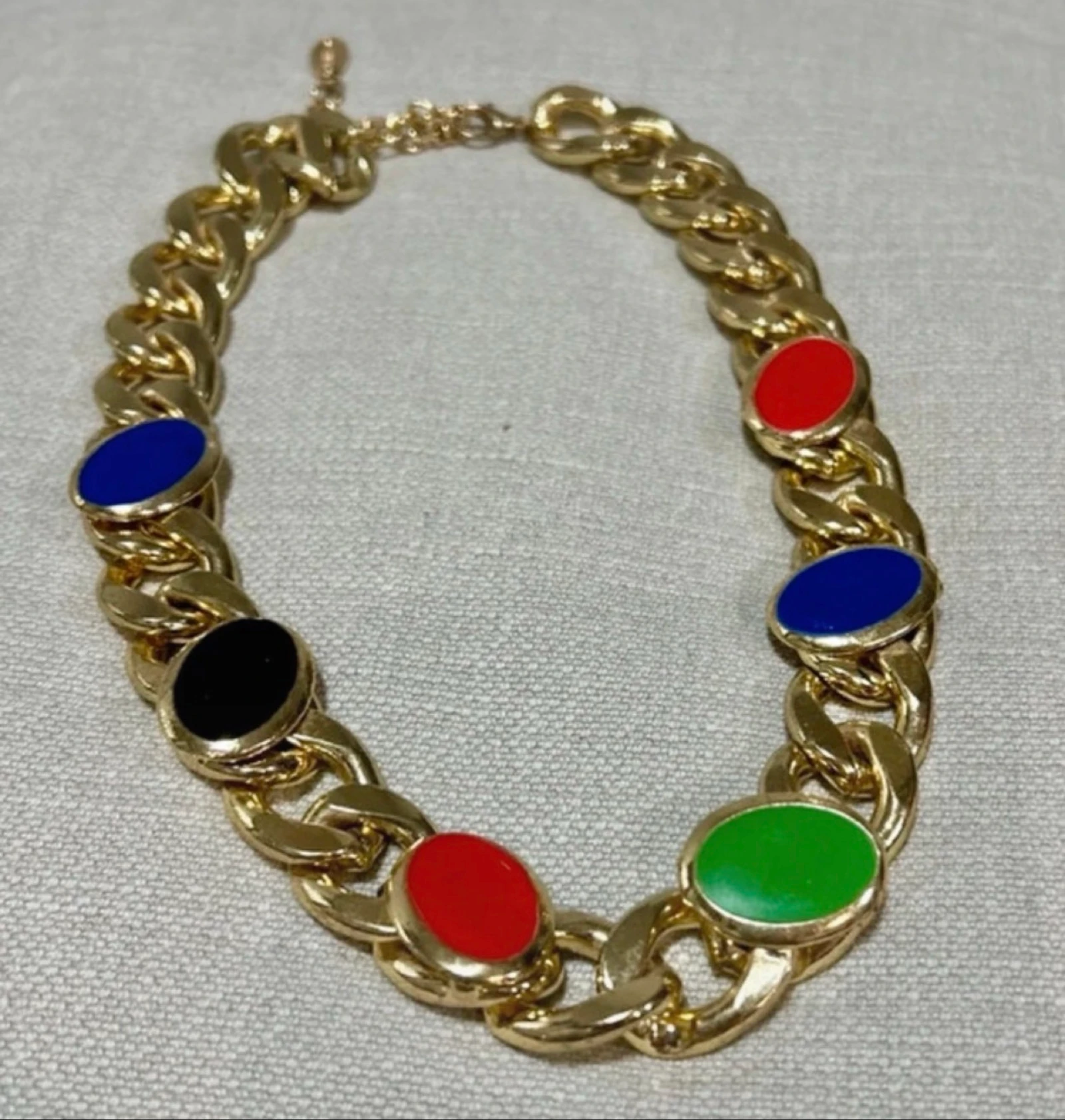 H&M gold-tone chunky chain necklace with colors – photo 3